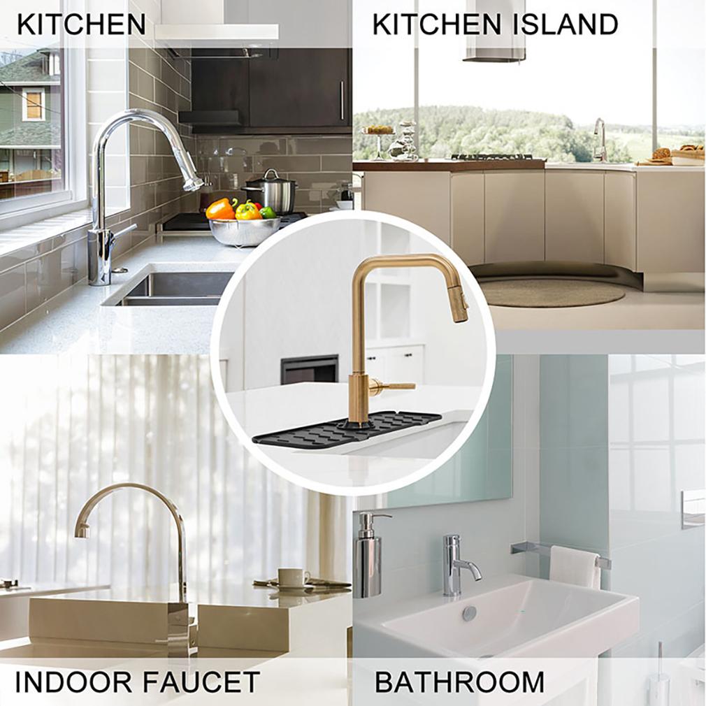 Kitchen Faucet Absorbent Mat Sink Splash Guard Silicone Faucet Splash Catcher Countertop Protector For Bathroom Kitchen Gadgets