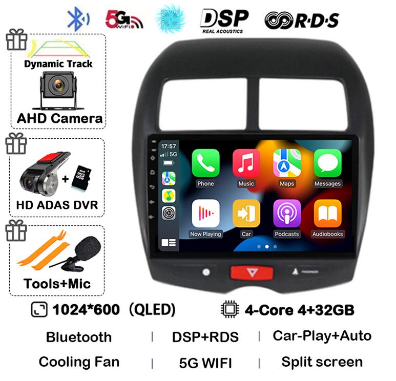 Android 14 Auto Car Radio Carplay For Mitsubishi ASX 1 2010 - 2017 Multimedia Video Player Navigation GPS 2 Din DVD Head Unit 4G