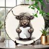 Round Metal Tin Sign Cow Bathroom Tissue Holder Country Farmhouse Decor