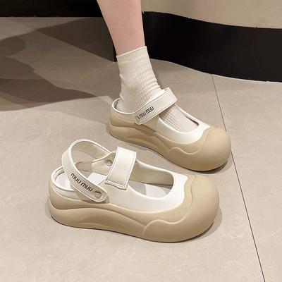 Mignon polyvalent Célébrités Internet talons compensés sandales à tête pour femmes 2025 nouvel été à porter super hot blanc demi-traîne