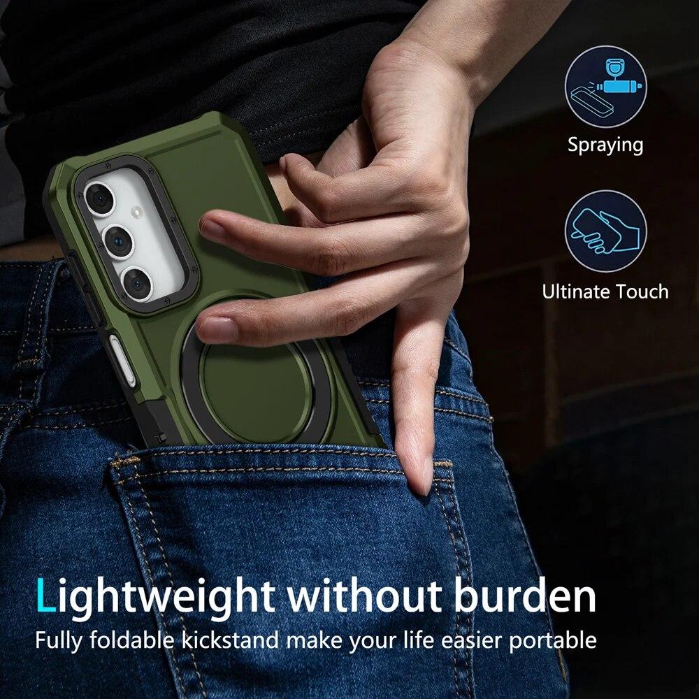 KEYSION Shockproof Armor Case for Samsung A55 A35 A25 A15 A05 Soft Silicone+PC Ring Stand Phone Back Cover for Galaxy A35 A55 5G