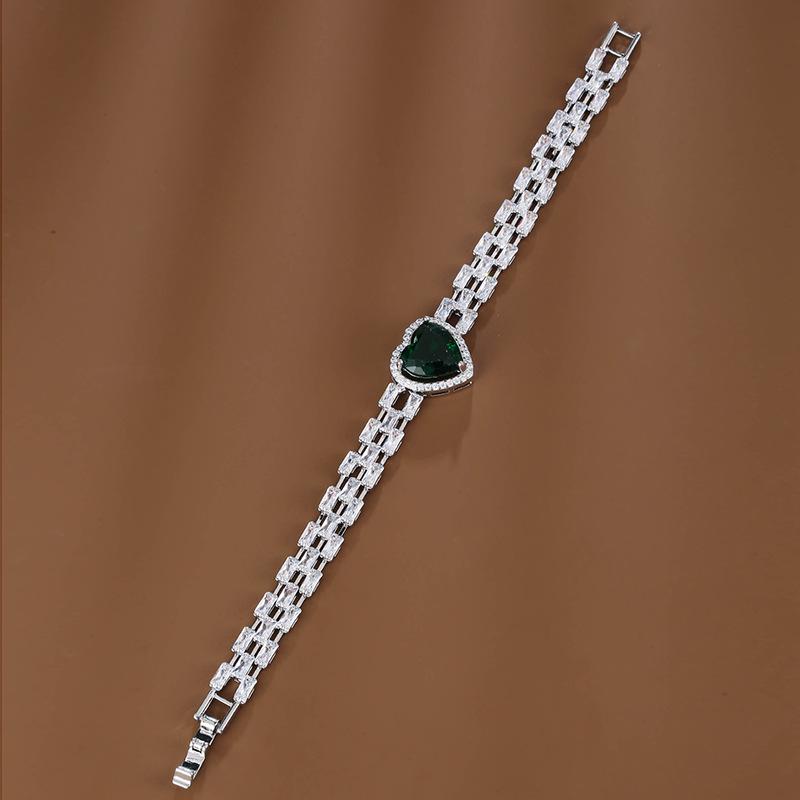 Exquisite Heart Zircon Bracelet: Fashionable European & American Style, Versatile High-Class Pure Copper Accessory