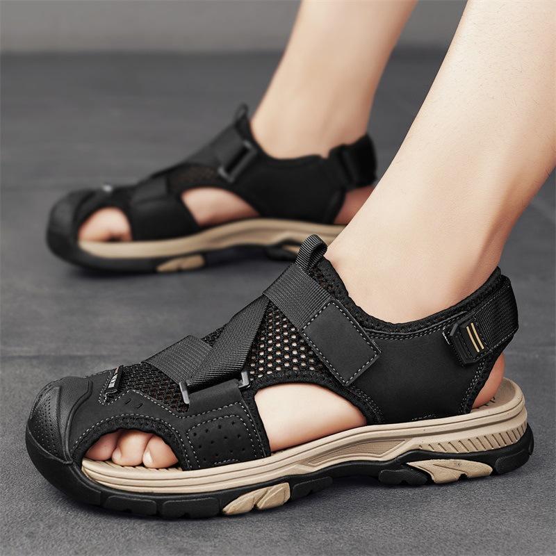 2025 Outdoor Shoes Summer Breathable Sandals, New Mesh Sandals Bag Head Anti-kick Beach Shoes Trendy Men