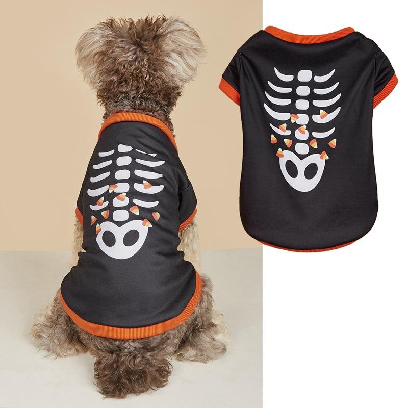 Halloween Pet Clothing Thin Cat Dog Holiday Costume Pumpkin Skull Teddy Funny T-Shirt
