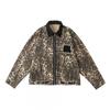 Giacca di Jeans Vintage Stampa Leopardo 2026 Unisex Oversize Hip Hop con Zip Capospalla Casual Streetwear