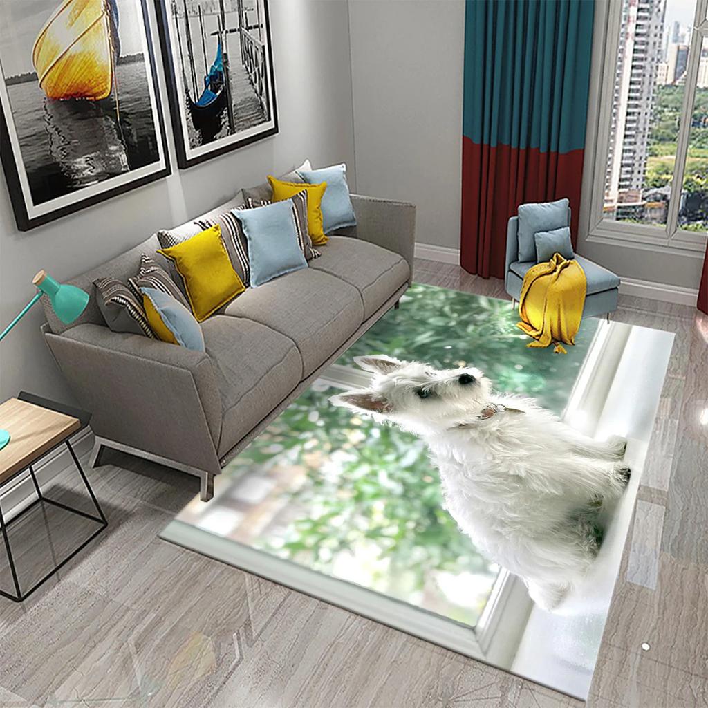 West Highland White Terrier Hund Teppich Niedlicher Welpe Tier Badezimmer Küche Schlafzimmer Anti-Rutsch Teppich Eingang Toilette Fußmatte