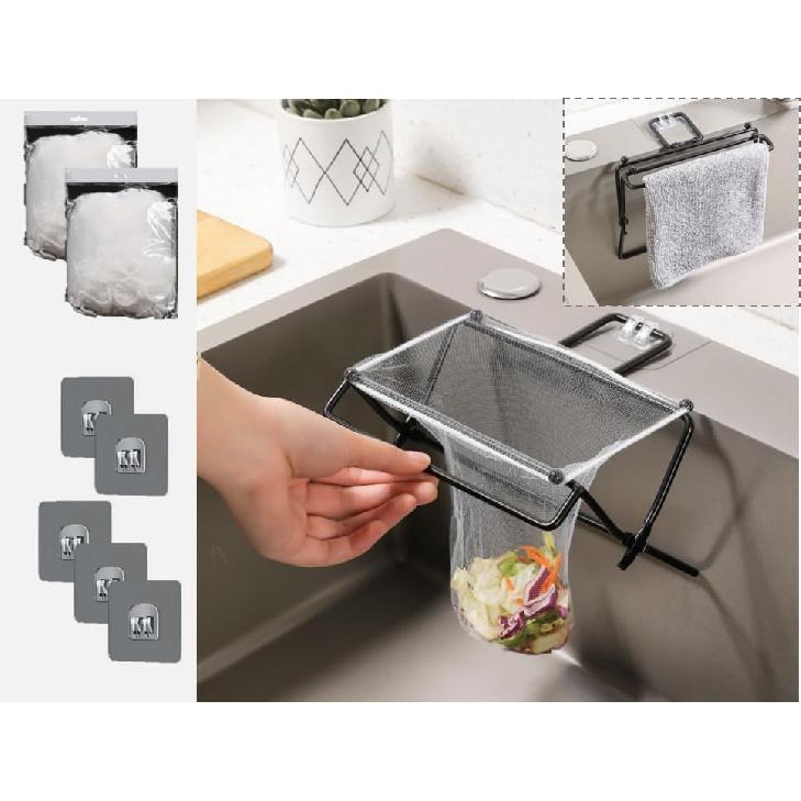 Disposable Kitchen Sink Strainer Filter | Foldable Iron Holder | Sink Strainer Mesh Bag | Sink Filter Rack, Kitchen Sink Food Catcher, Kitchen Food C ([No Holder] 5 Nano Tap