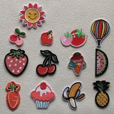 Geborduurde fruitpatches op kleding, opstrijkpatches voor kleding Leuke geborduurde fruitstickers