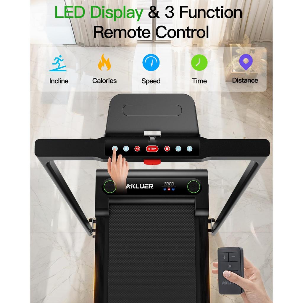 2-in-1 Folding Treadmill With LED Screen Electric Walking Pad for Home Gym Use Without Heart Rate Test