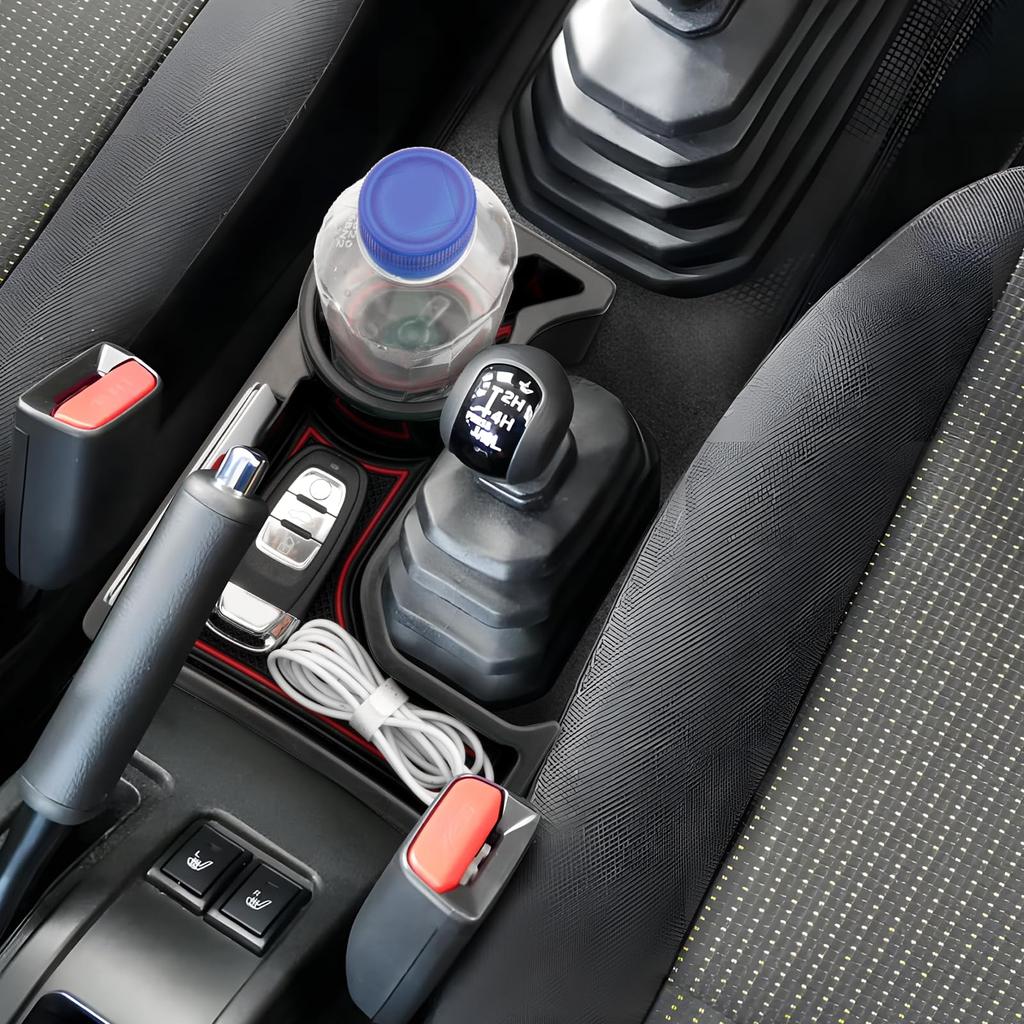 Coleya Console Center Storage Box for Suzuki Jimny ABS Material with Rubber Easy Car Accessories Tray, JB64S/JB74W (AT Models), 3-Color Mat, Non-Slip,
