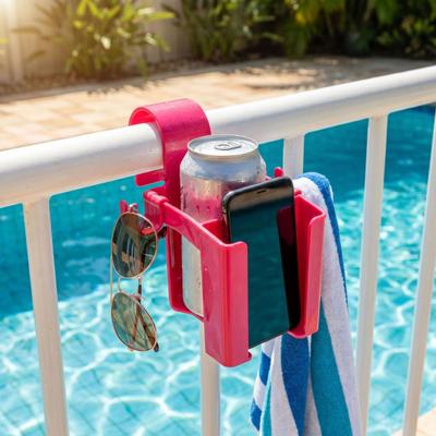 Poolside Cup Holder Clips Detachable Above Ground Pool Drink Holder for Railing Outdoor Summer Party Beverage Caddy