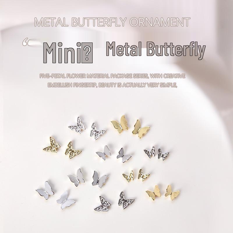 20-Piece Minimalist 3D Butterfly Nail Art Decorations in Gold & Silver