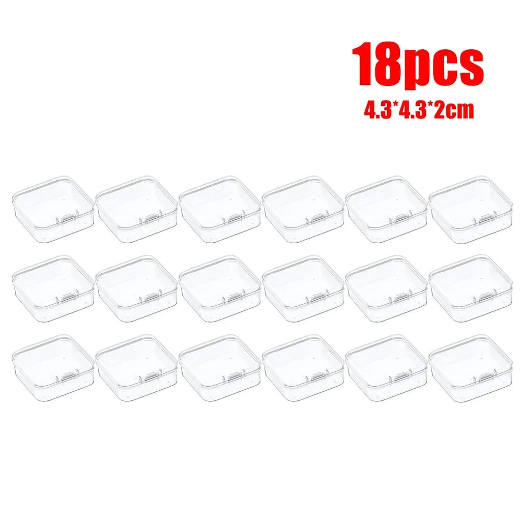 6-48Pcs Clear Small Containers Plastic Square Bead Storage Box for Beads Jewelry Crafts Board Game Pieces Organization Wholesale