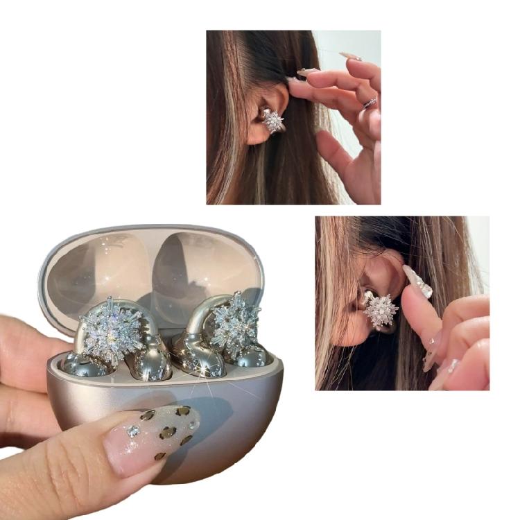 Delicate Snowflake Crystal Earphone Enhancer Metal Build Ear Clip Effortless DIY Styling Long Last Wear Resistance