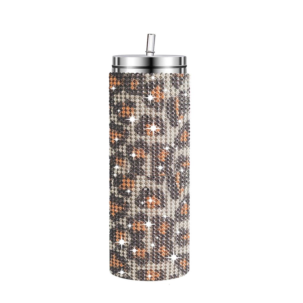 Diamond Stainless Steel Tumbler with Straw 20oz Thermos Bottle Sparkling Water Bottles Shining Coffee Mug Car Thermal Cup Mug