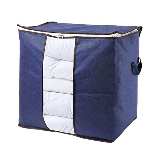 Quilt Storage Bag Foldable Large Capacity Non-woven Fabric Two-way Zipper Clothes Storage Bin for Wardrobe