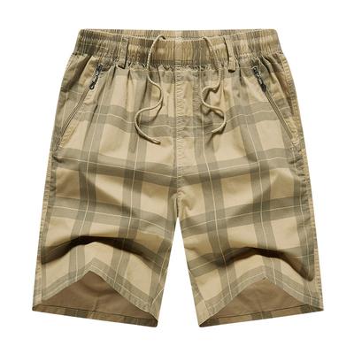 Plus Size Summer Men's Plaid Drawstring Shorts Men's Thin Tooling Casual Sports Five-point Pants