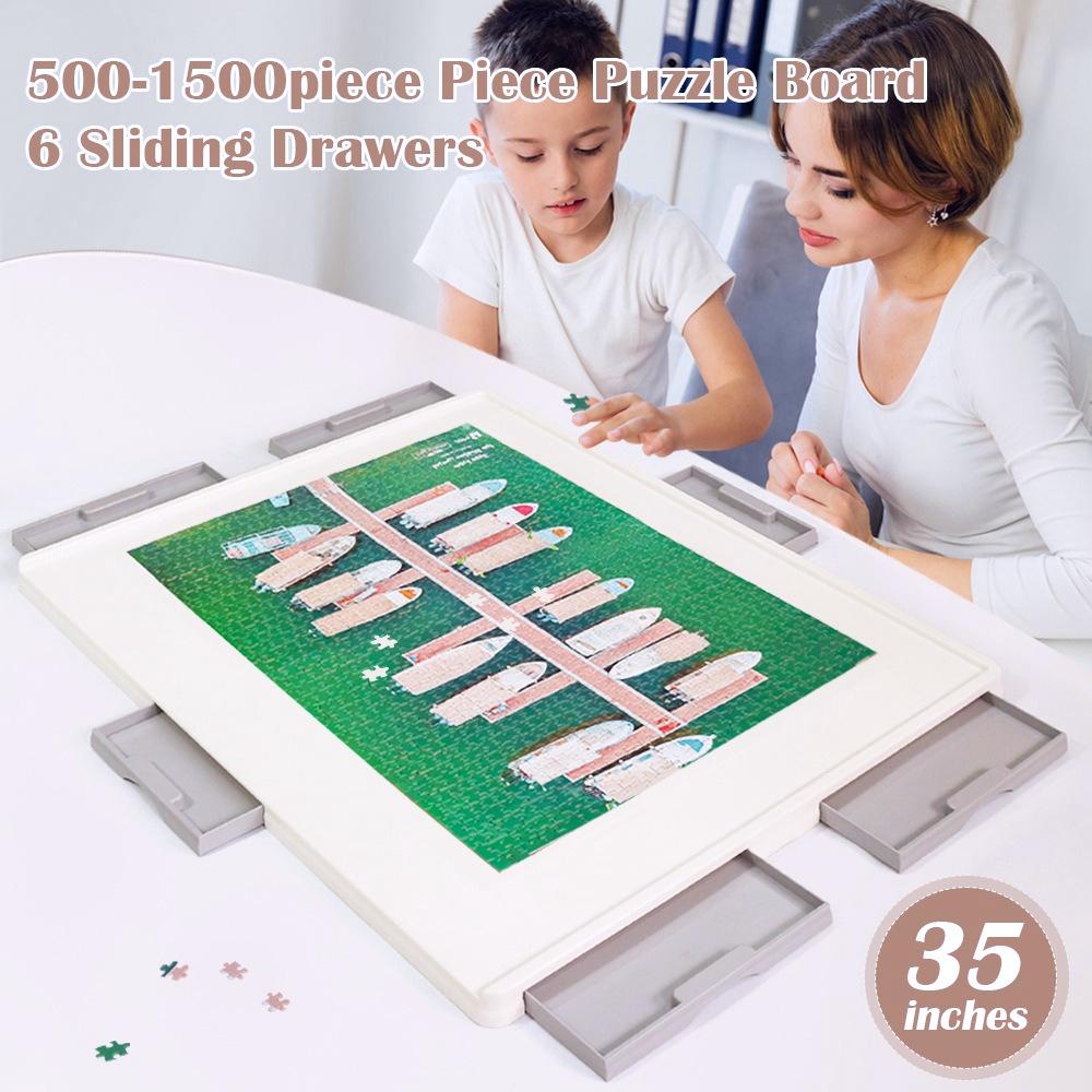 1500pcs Rotating Puzzle Board - 4-Drawer 360° Spinner, Large ABS Puzzle Table Portable Lid & Easy-Clean Surface, Holiday Gift