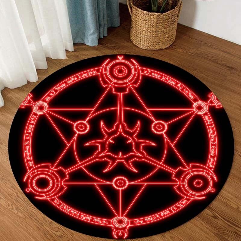 Occult Symbol Round Carpet, Personalized Rug, Housewarming gifts,Satan Brimstone Round Carpet, Satanic Home Decor