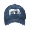 Classic Dunder Mifflin Logo Baseball Caps Men Women Distressed Denim Washed Sun Cap The Office Travel Adjustable Hats Cap