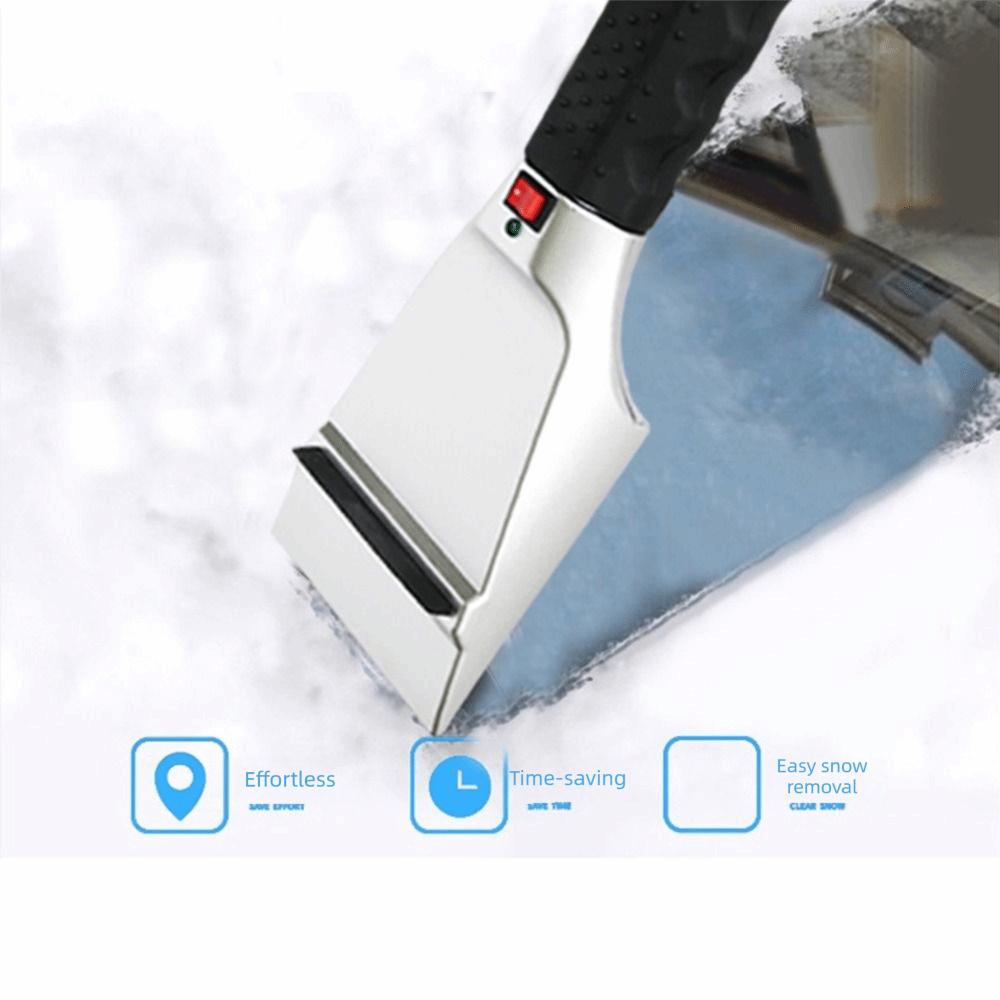 Rubber Wiper Electric Heated Snow Scraper Anti Skid Handle 12V Car Ice Scraper Instant Heating Comfortable Grip