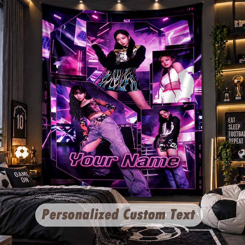 Personalized Wall Tapestry,aespa Custom Printed Name, Fabric Wall Art For Indoor Room Backdrop