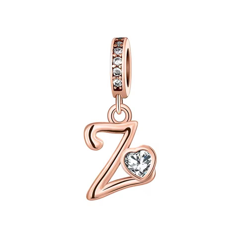 New Metal Rose Gold Light Two Tone 26 Letter English Pendant Charm Fit Ideal for Bracelets Necklaces Make your own Accessory Accessories Elegant