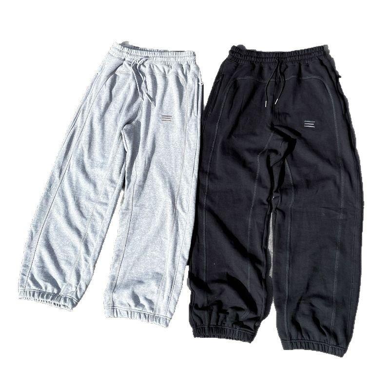 Y2K Embroidered Track Pants Men Women Retro Streetwear Loose Fit Drawstring Sweatpants