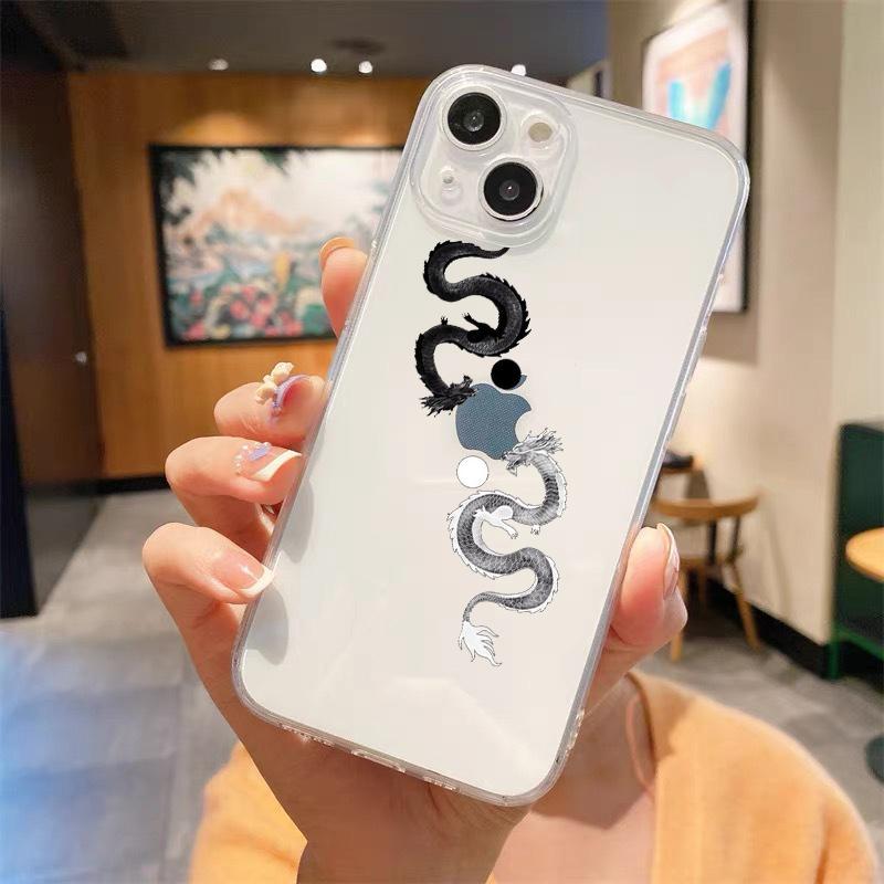 

Модный прозрачный чехол для телефона с драконом для iPhone 14 13 11 12 Pro Max X XR XS 7 8 Plus SE, мягкий силиконовый чехол, роскошный чехол, чехол iPhone 14
