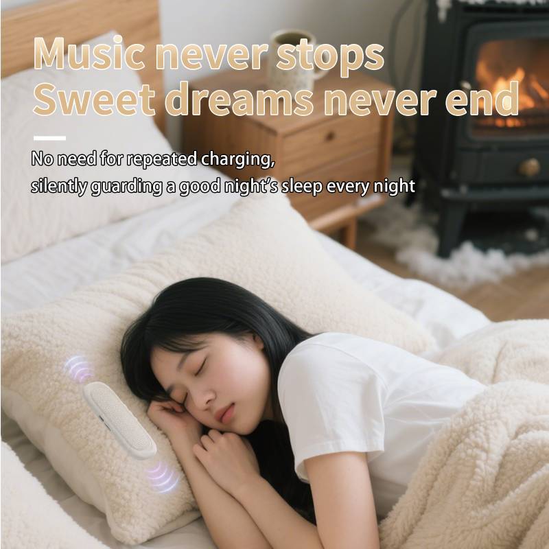 Under Pillow Bone Conduction Speaker Multifunction Stereo Deep Bass Bluetooth 5.3 Mini Speaker for Sleeping