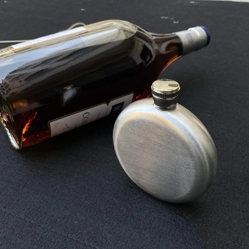 5oz/140ml Stainless Steel Hip Flask - Leakproof Russian Design Whiskey Bottle Portable with Funnel for Vodka/Wine Camping Travel