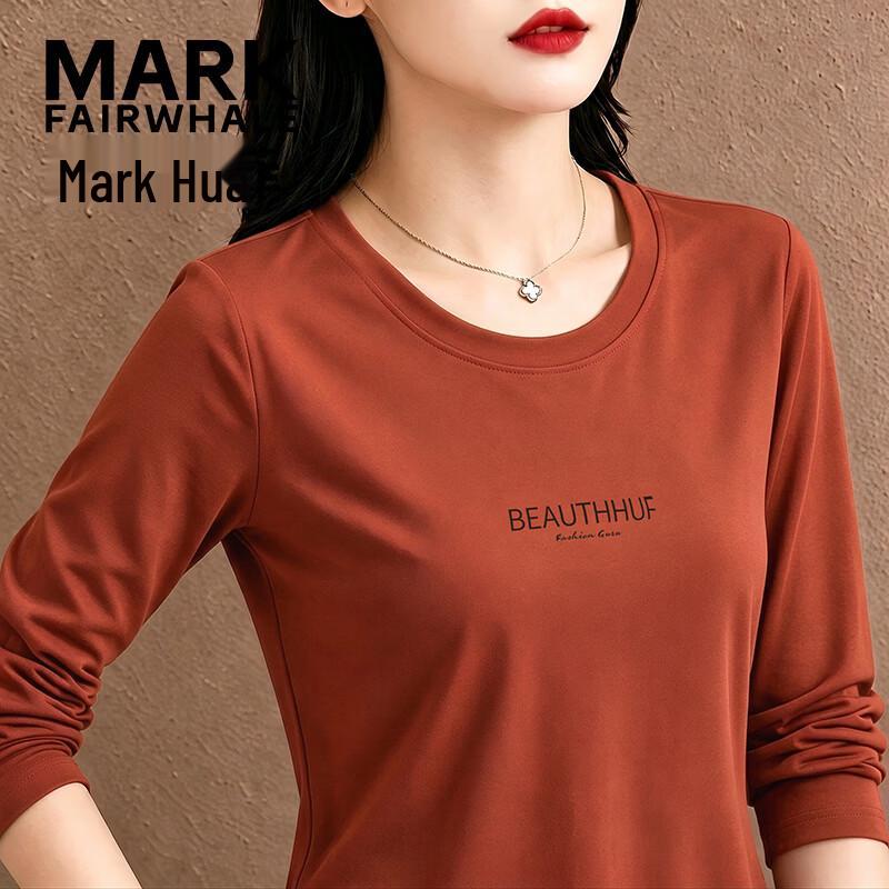 Mark Fairwhale Women's Long-Sleeve Crewneck Letter Graphic T-Shirt