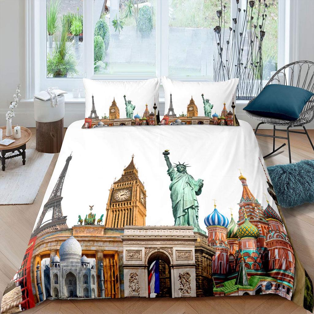 Statue Of Liberty Duvet Cover Set For Teens Adults Lightweight Down Quilt Covers Room Decor 2 Pillowcases 1 Duvet Cover No Quilt