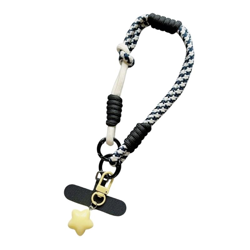 Multicolor Phone Strap Polyester Metal Charm Detachable Tethers Mobile Lanyard Adjustable Wristband for Key Accessories