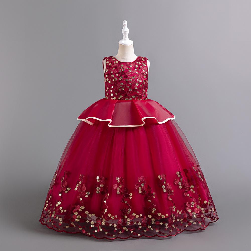 

Halloween Princess Embroidery Dress for Girls - Formal & Long Gown for Weddings, Birthdays, Fashion Shows, and Christmas. 160cm