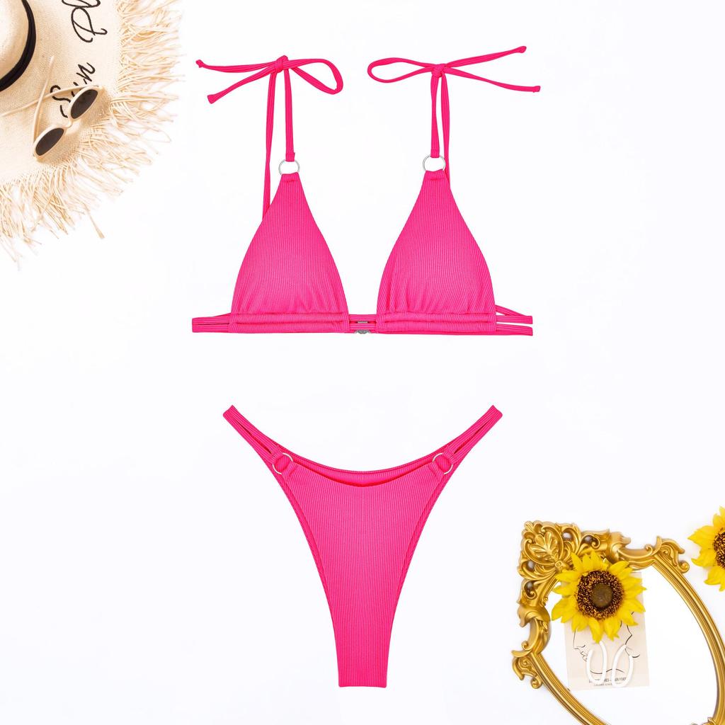 Europäischer & Amerikanischer Gerippter Dreieck-Bikini: Doppelseitig, Sexy, Grenzüberschreitende Bademode