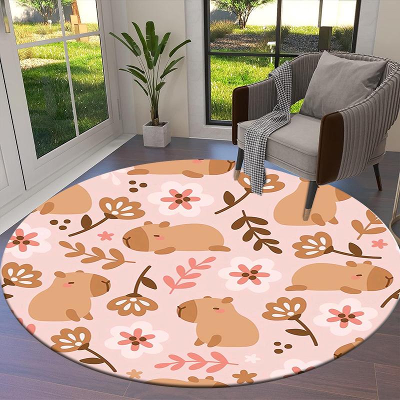 1pc Office Carpet Chair Mats Cute Guinea Pig Floral Pattern Perfect for Decorating Office Chairs, Living Rooms, Or Bedrooms