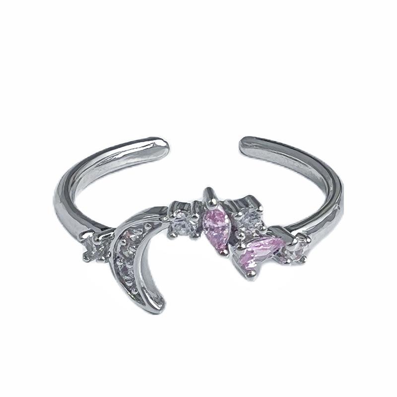Nischendesign Mond Ubimos Schlichtes und modisches offenes Ring-Set Voll von Diamanten Zirkonring