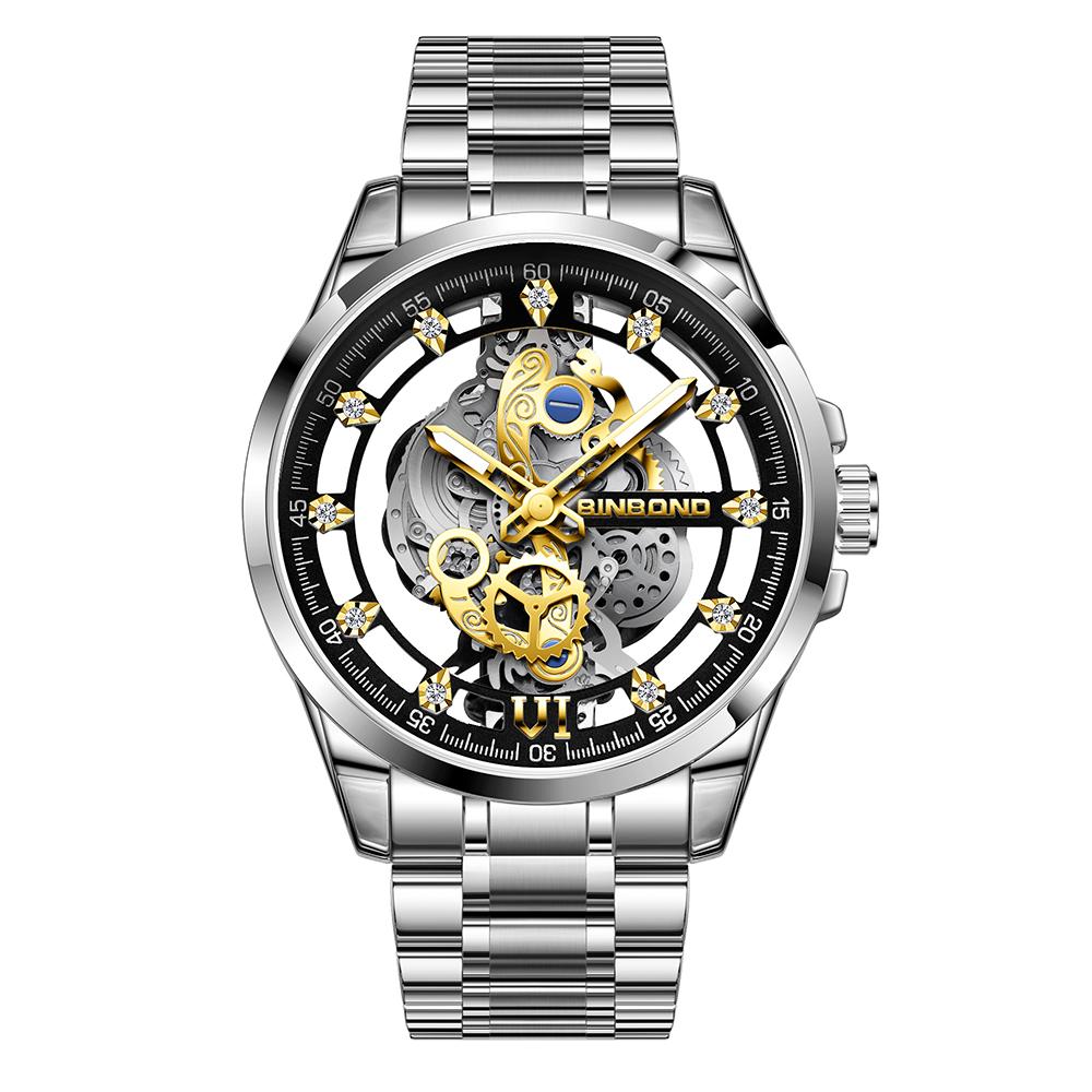 

BINBOND Новий Модний Чоловічий Кварцовий Годинник для Бізнесу Нічне Підсвічування Водонепроникний Розкішний Модний Чоловічий Годинник срібний