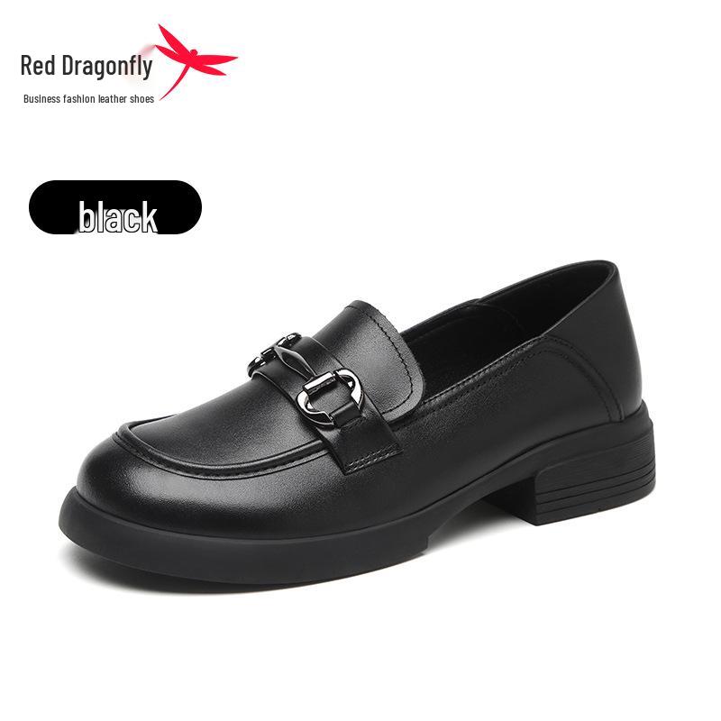 Red Dragonfly Women s Genuine Leather Loafers: Autumn/Winter 2024, Thick Sole, Low Heel, Slip-on. 38