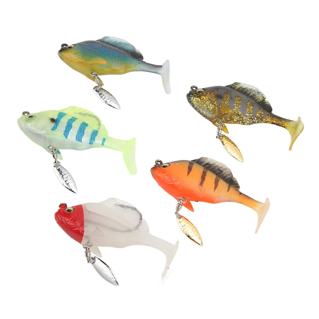 5pcs Soft Fishing Lures for Bass 18g 8cm Paddle Tail Swimbaits with Spinner Artificial Fishing Bait Lifelike Fishing Lures Kit