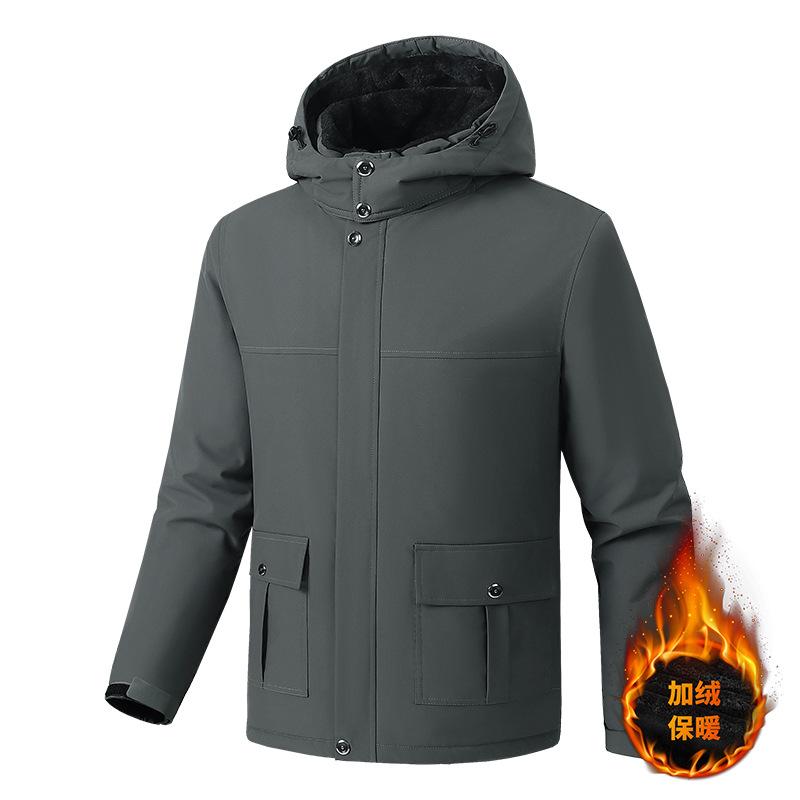 Fashionable versatile men's thickened warm winter jacket cotton clothing wrinkle-resistant lightweight soft and comfortable long-sleeved down jacket