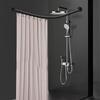 Stainless Steel Shower Curtain Rail L Shape No Drilling Shower Rail Corner Bathtub Telescopic Rod
