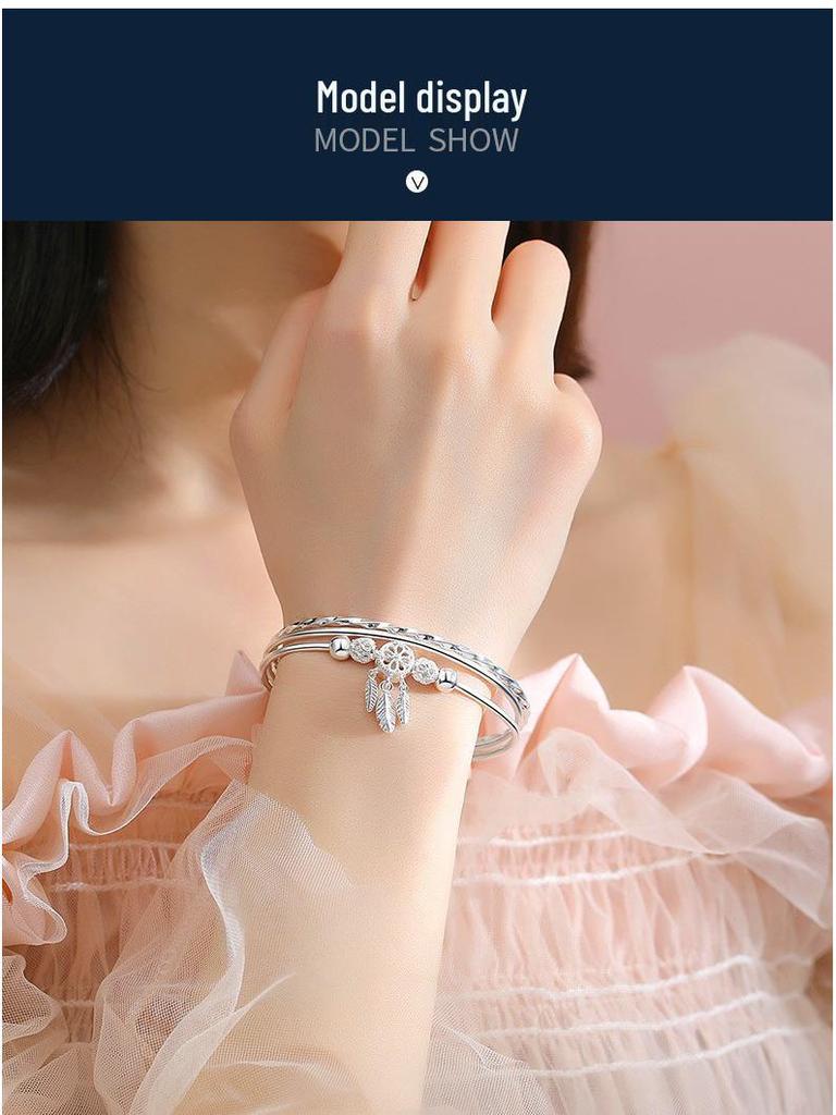 Minimalistické dámské stříbrné náramky Ferris Wheel 2023 - Univerzální šperky z rhodiovaného sterlingového stříbra