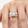 New Trend White Ceramic & Rose Gold Ring, Large Radiant Cut CZ Diamond Solitaire Ring, Fashion Women's Statement Jewelry fo