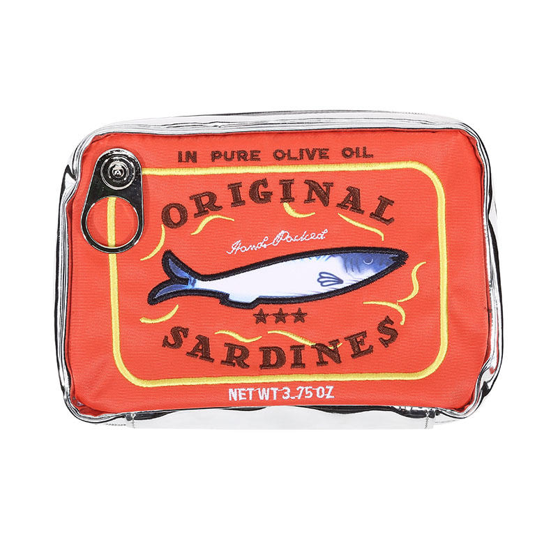 

Canned Sardines Cosmetic Travel Bag | Soft Zipper Toiletry Organizer For Bath Vacation Essential | Portable Multi-Function Pouch оранжевый