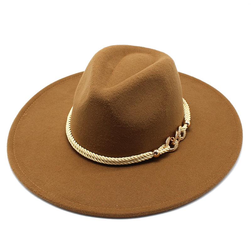 Cappello Stile Britannico 9,5 Cm Ampio Bordo Cappello a Cilindro di Lana da Uomo e Donna Caldo Cappello Jazz Perla