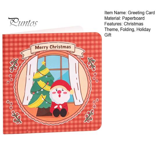Decorative Paper Cards 10Pcs Merry Christmas Greeting Set, Folding Cartoon Blank Xmas Message Note Cards, Festive Blessing for Holiday Gift