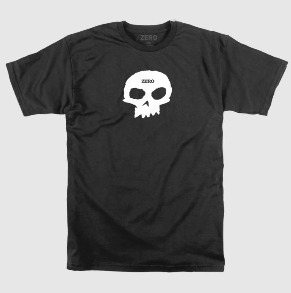 Zero Skateboards Single Skull logo T-shirt Black White M