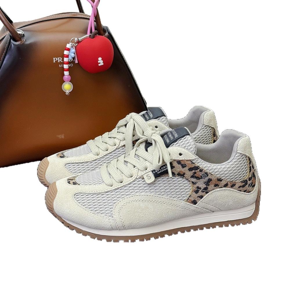 Leather Mesh Forrest Gump Shoes Women's 2025 Autumn New Korean Version Breathable Feet Small Versatile Non-slip Sports and Leisure Shoes